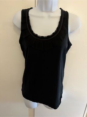 Esprit Black Ruffle Trim Scoop Neck Tank
